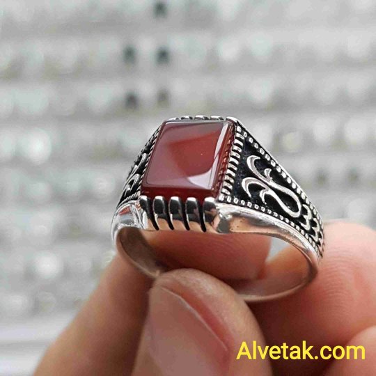 Kırmızı Akik Taşlı 925 Ayar Gümüş Erkek Yüzük : 01715