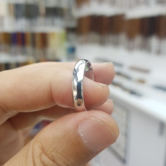 Desensiz Sade Bombeli Gümüş Alyans Yüzük (4 mm ince) : GALYANS011