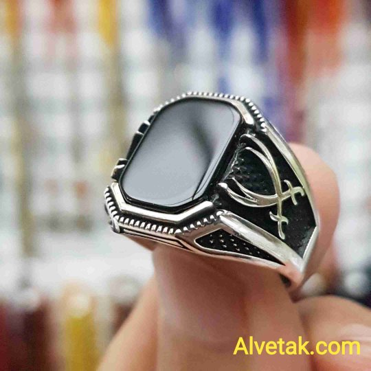 925 Ayar Siyah Oniks Taşlı Gümüş Erkek Yüzük : 01379