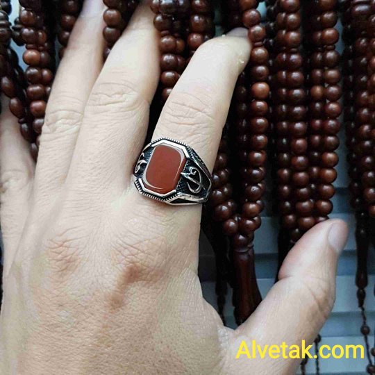 Kırmızı Akik Taşlı 925 Ayar Gümüş Erkek Yüzük : 01116