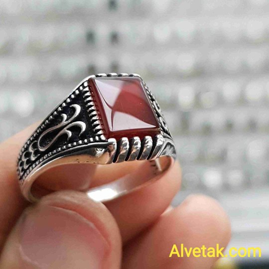 Kırmızı Akik Taşlı 925 Ayar Gümüş Erkek Yüzük : 01715