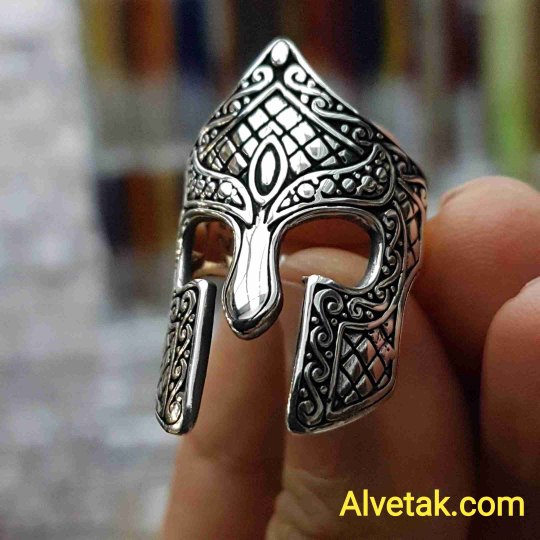 925 Ayar Helmet Miğfer Okçu Gümüş Erkek Yüzük : 00656