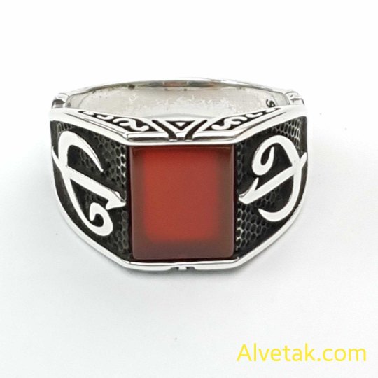 Kırmızı Akik Taşlı 925 Ayar Gümüş Erkek Yüzük : 01909