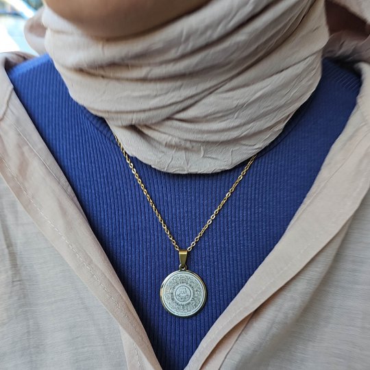 Ayetel Kürsü Kolye, Paslanmaz Çelik, Gold Renk, Hat Model