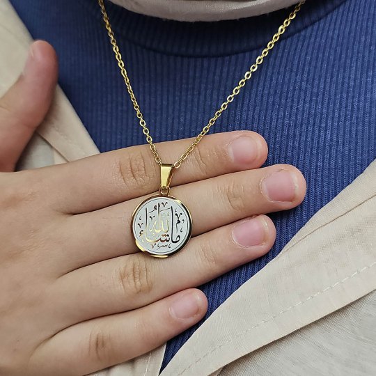 Maşallah Kolye, Kararmaz Çelik Kolye, Gold Renk