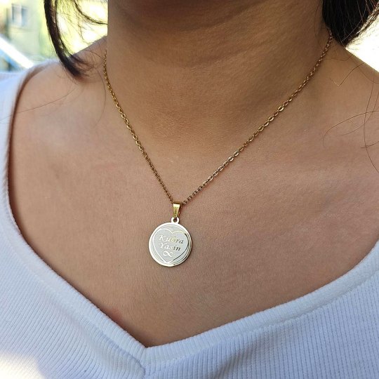 Kişiye Özel İsimli Kolye, Gold Renk, Kalp Şekilli, Paslanmaz Çelik, Küçük Model Kişiye Özel İsimli Kolye, Gold Renk, Kalp Şekilli, Paslanmaz Çelik, Küçük Model