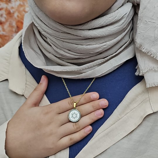 Mührü Süleyman Kolye, Kararmaz Çelik, Gold Renk, Küçük Model
