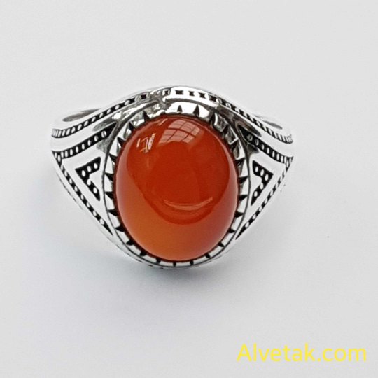 Kırmızı Akik Taşlı 925 Ayar Gümüş Erkek Yüzük : 00871