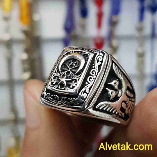  Ay Yıldız Figürlü 925 Ayar Gümüş Erkek Yüzük : 00536