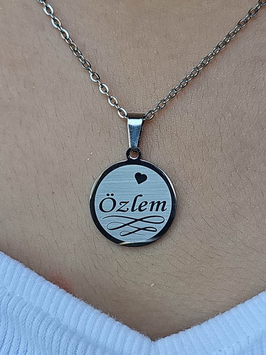İsimli Kolye, Gümüş Renk, Yakamoz Model, Paslanmaz Çelik