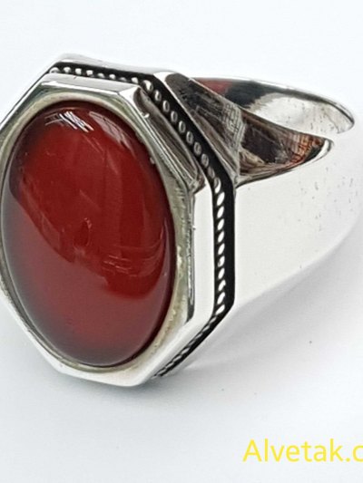 Kırmızı Akik Taşlı 925 Ayar Gümüş Erkek Yüzük : 02547