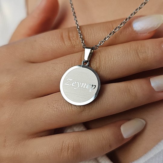 İsimli Kolye, Gümüş Renk, Minimalist Model, Paslanmaz Çelik