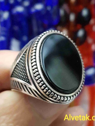 Siyah Oniks Taşlı 925 Ayar Gümüş Erkek Yüzük : 01309