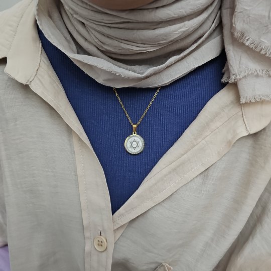 Mührü Süleyman Kolye, Kararmaz Çelik, Gold Renk, Küçük Model