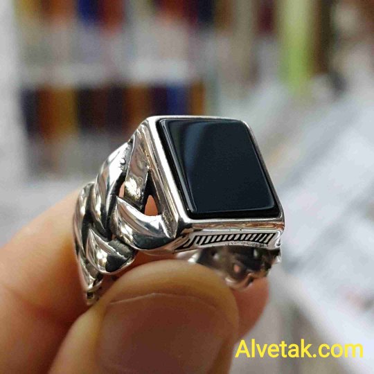 925 Ayar Siyah Oniks Taşlı Gümüş Erkek Yüzük : 02578