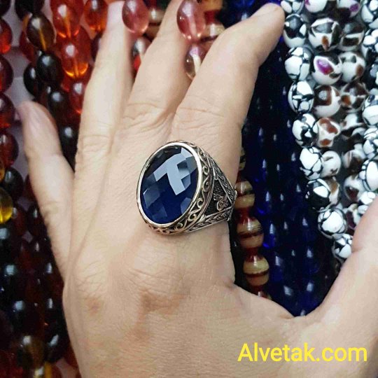 mavi zirkon taşlı 925 ayar gümüş erkek yüzük : 01337