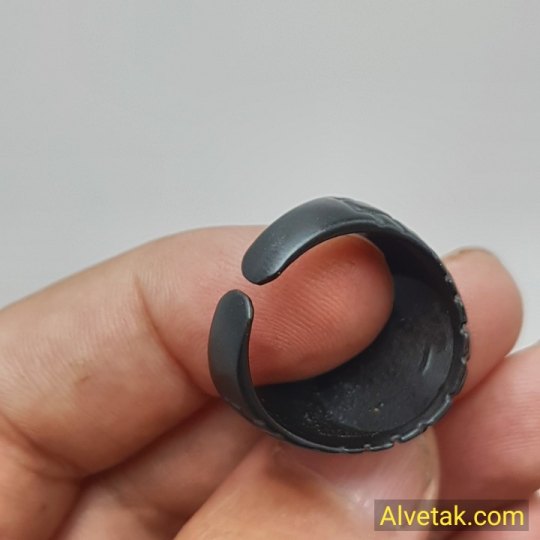 Osmanlı Tuğra Figürlü Altı Açılır Siyah Metal Yüzük