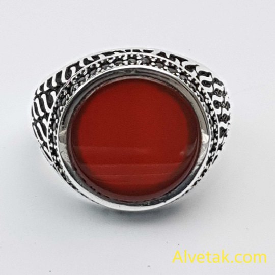 Kırmızı Akik Taşlı 925 Ayar Gümüş Erkek Yüzük : 01559