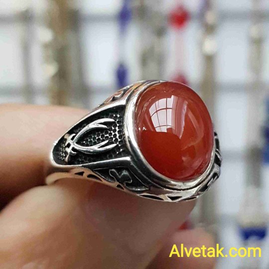 Kırmızı Akik Taşlı 925 Ayar Gümüş Erkek Yüzük : 00034