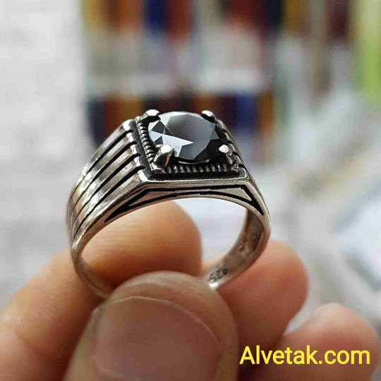siyah zirkon taşlı 925 ayar gümüş erkek yüzük : 01891