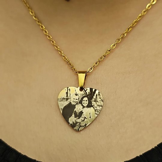 Resimli Kolye, Gold Renk, ,Resimli Kalp Kolye, Paslanmaz Çelik, Çelik Kolye Resimli Kolye, Gold Renk, ,Resimli Kalp Kolye, Paslanmaz Çelik, Çelik Kolye