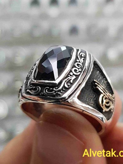 siyah zirkon taşlı 925 ayar gümüş erkek yüzük : 01634 siyah zirkon taşlı 925 ayar gümüş erkek yüzük : 01634