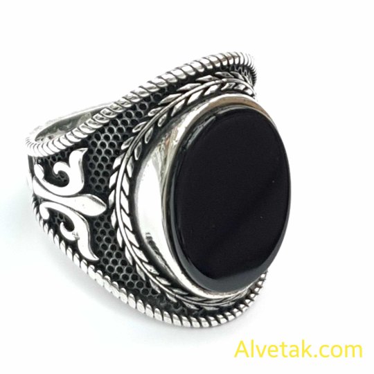 Siyah Oniks Taşlı 925 Ayar Gümüş Erkek Yüzük : 02541 Siyah Oniks Taşlı 925 Ayar Gümüş Erkek Yüzük : 02541